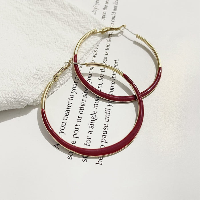 Wholesale Earrings Alloy Enamel Exaggerated Big Circle Pin Hoop JDC-ES-HM006