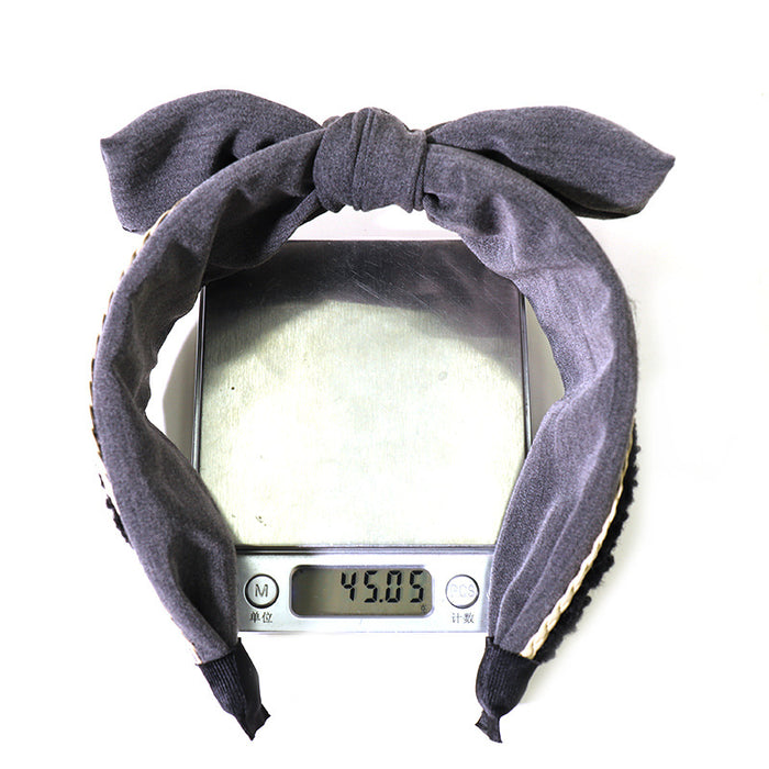 Wholesale fabric bow headband sweet wool MOQ≥2 JDC-HD-MIs008