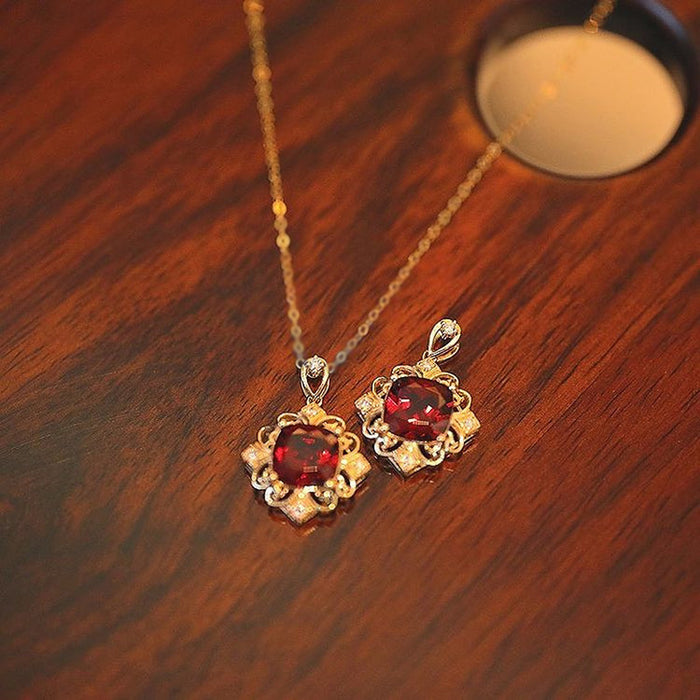 Wholesale necklace red gemstone necklace MOQ≥2 JDC-NE-CaoS046