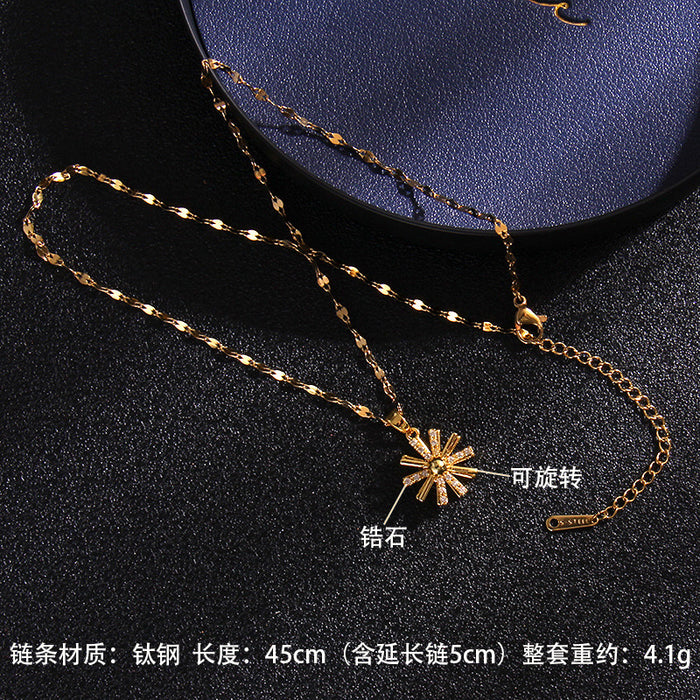 Jewelry WholesaleWholesale Rotary Pinwheel Copper Zircon Titanium Steel Necklace JDC-NE-RongS007 Necklaces 荣硕 %variant_option1% %variant_option2% %variant_option3%  Factory Price JoyasDeChina Joyas De China