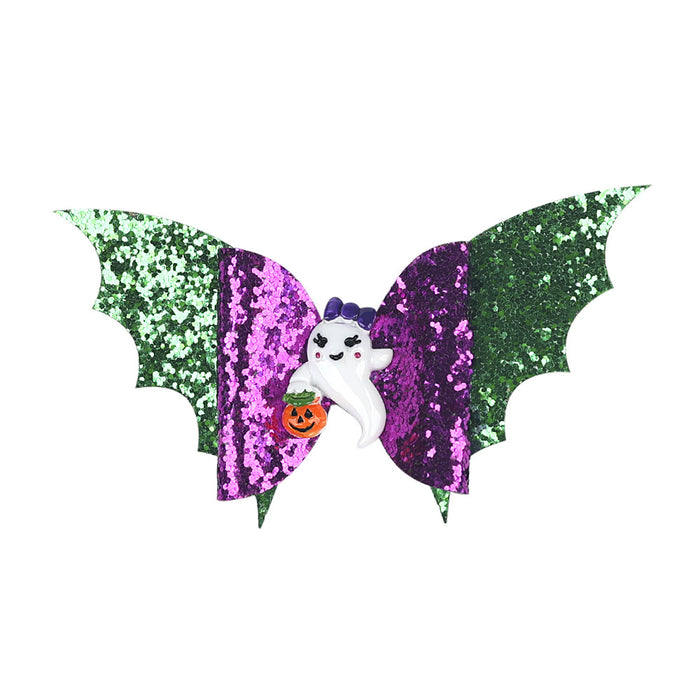 Wholesale Children's Hair Clip Halloween Bat Pumpkin Head Leather JDC-HC-QiuN004