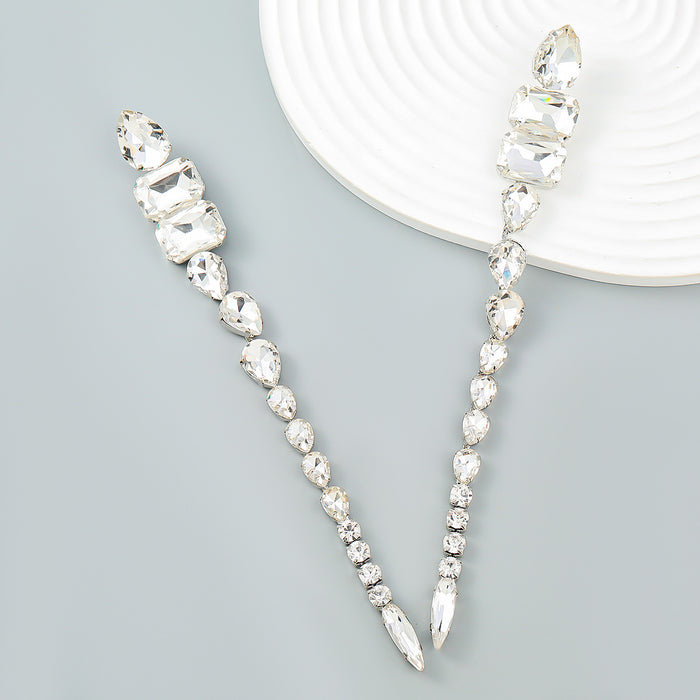 Wholesale Claw Chain Alloy Diamond Long Earrings Alloy Rhinestone Glass Drill JDC-ES-JL1084