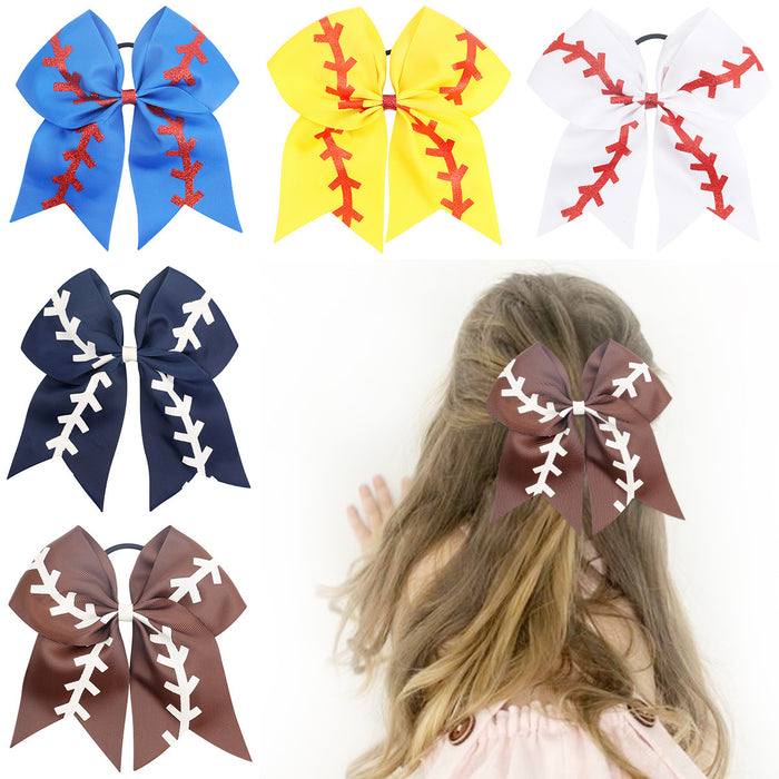 Wholesale hairpin cloth football kids bow baseball cheerleader JDC-HS-Danzuo014