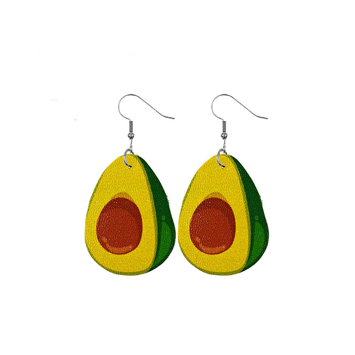 Jewelry WholesaleWholesale Hawaiian Fruit Pineapple Watermelon Lemon Cherry PU Leather Earrings MOQ≥2 JDC-ES-Chengy015 Earrings Chengy %variant_option1% %variant_option2% %variant_option3%  Factory Price JoyasDeChina Joyas De China