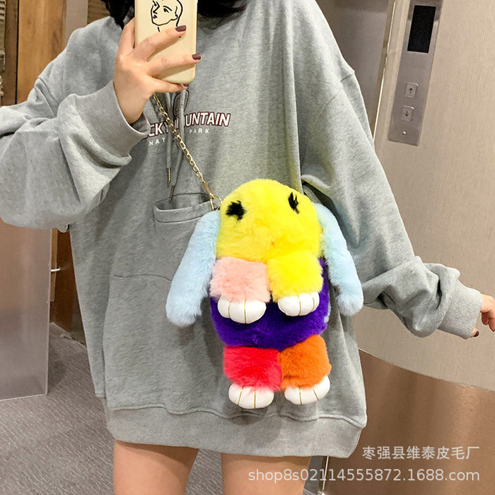 Wholesale Shoulder Bag Plush Cute Cartoon Rabbit Diagonal Cross MOQ≥3 JDC-SD-Weit001