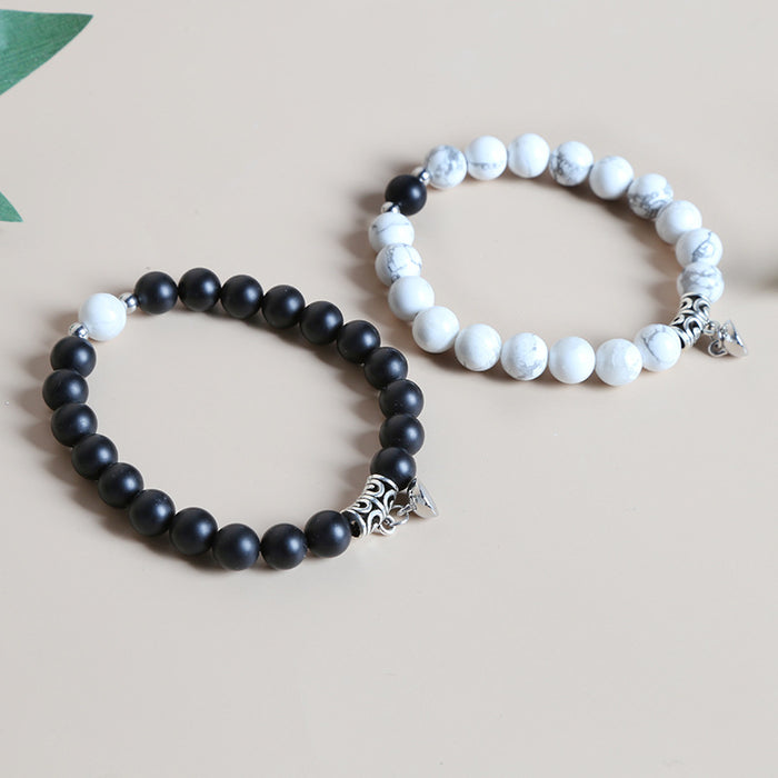 Wholesale White Turquoise Couple Bracelet Black and White Balls JDC-BT-JingD012