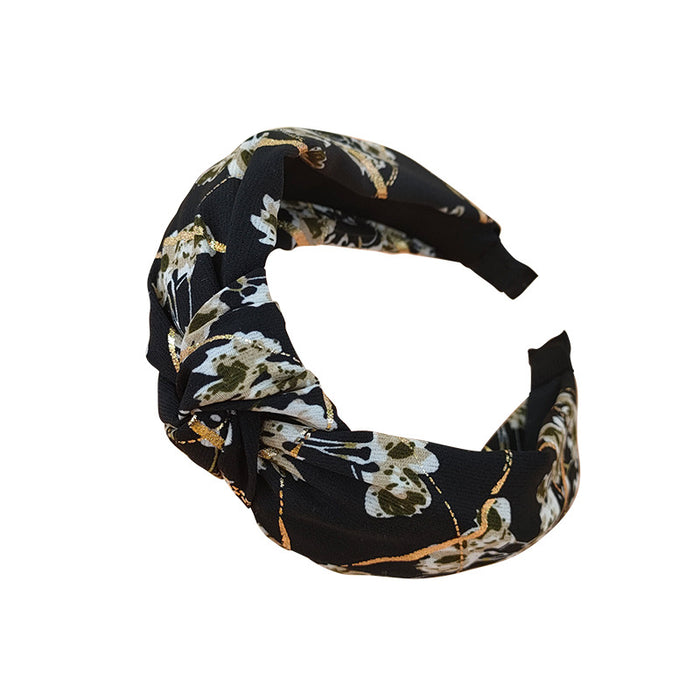 Wholesale cloth bronzing floral knotted headband MOQ≥2 JDC-HD-O121