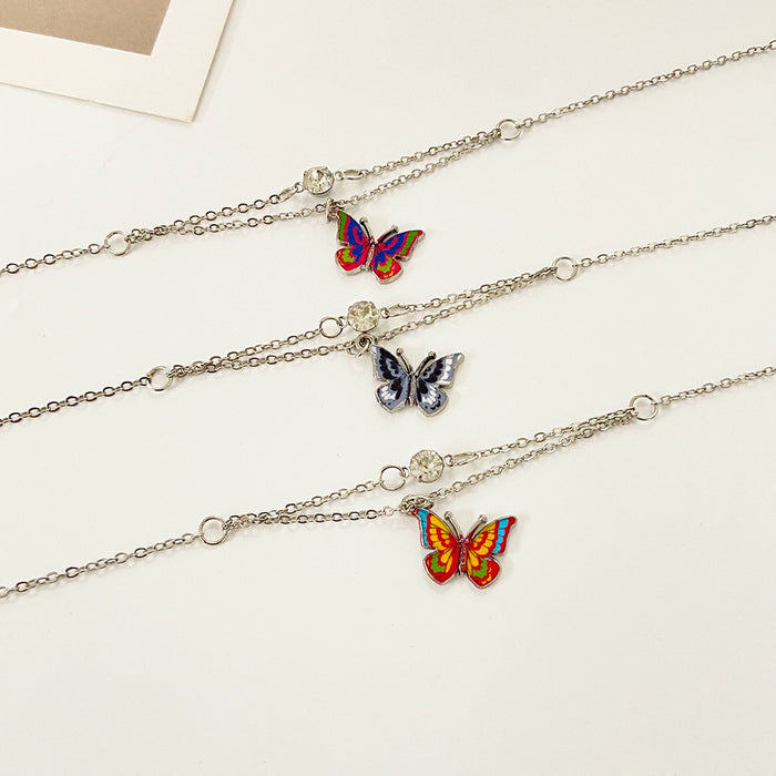 Wholesale Dream Drop Butterfly Double Layer Anklet Women's Bohemian JDC-AS-D026