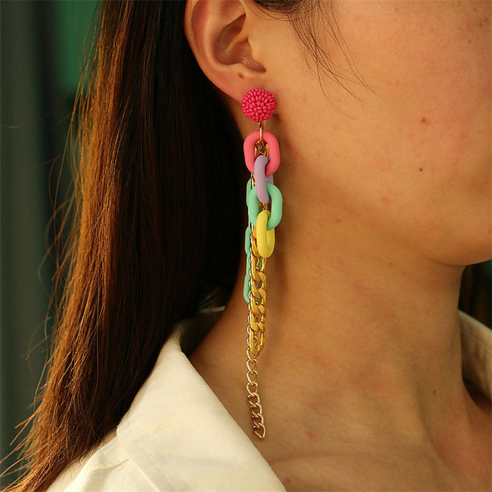 Wholesale Earrings Alloy Acrylic Bohemian Flowers Tassels JDC-ES-GuTe024