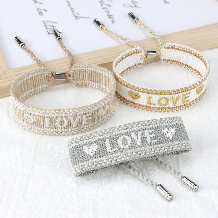 Jewelry WholesaleWholesale Metal Braided Embroidered Letter Bracelet JDC-BT-SheY006 Bracelet 奢颖 %variant_option1% %variant_option2% %variant_option3%  Factory Price JoyasDeChina Joyas De China