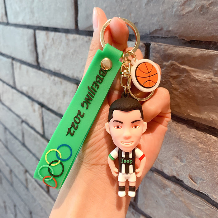 Wholesale Keychains For Backpacks World Cup Footballer Cartoon PVC Keychain JDC-KC-OShi023