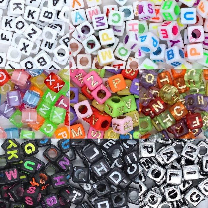 Wholesale Pendant 6MM DIY Letter Handmade Square Transparent Acrylic Pack of 100 MOQ≥2 JDC-PT-BiLai002