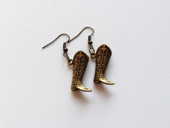 Wholesale Earrings Metal Vintage Cowboy Hat Cowboy Boots MOQ≥2 JDC-ES-TingYue002