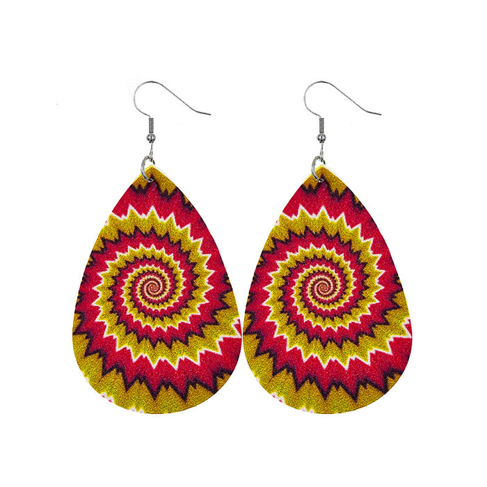 Wholesale Tie Dye Mandala Flower Leather Earrings JDC-ES-dih007