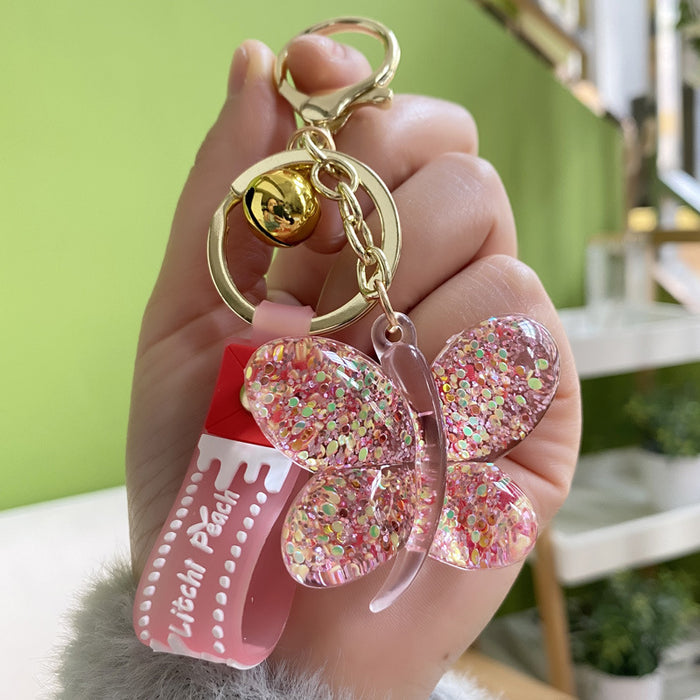 Jewelry WholesaleWholesale acrylic Sequin butterfly car bag couple keychain JDC-KC-WAN020 Keychains 沃安 %variant_option1% %variant_option2% %variant_option3%  Factory Price JoyasDeChina Joyas De China