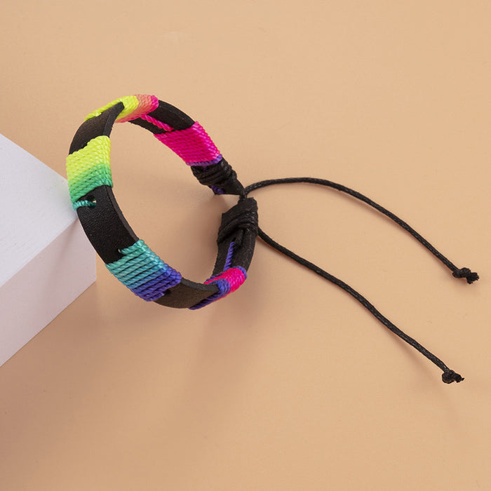 Jewelry WholesaleWholesale LGBT Multicolor Rainbow Hand Braided Bracelet JDC-BT-PK011 Bracelet 庞克 %variant_option1% %variant_option2% %variant_option3%  Factory Price JoyasDeChina Joyas De China