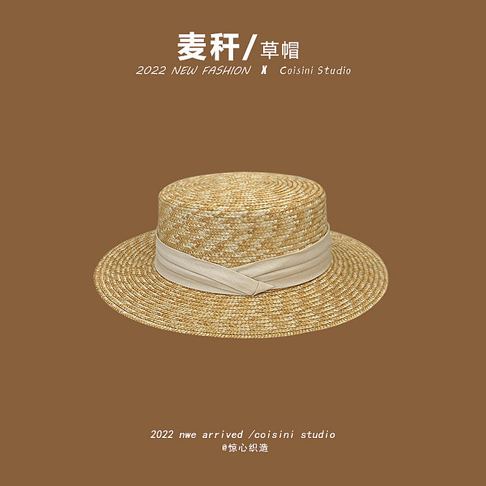 Wholesale Pearl Flower Lace Big Brim Straw Hat MOQ≥2 JDC-FH-LXi001