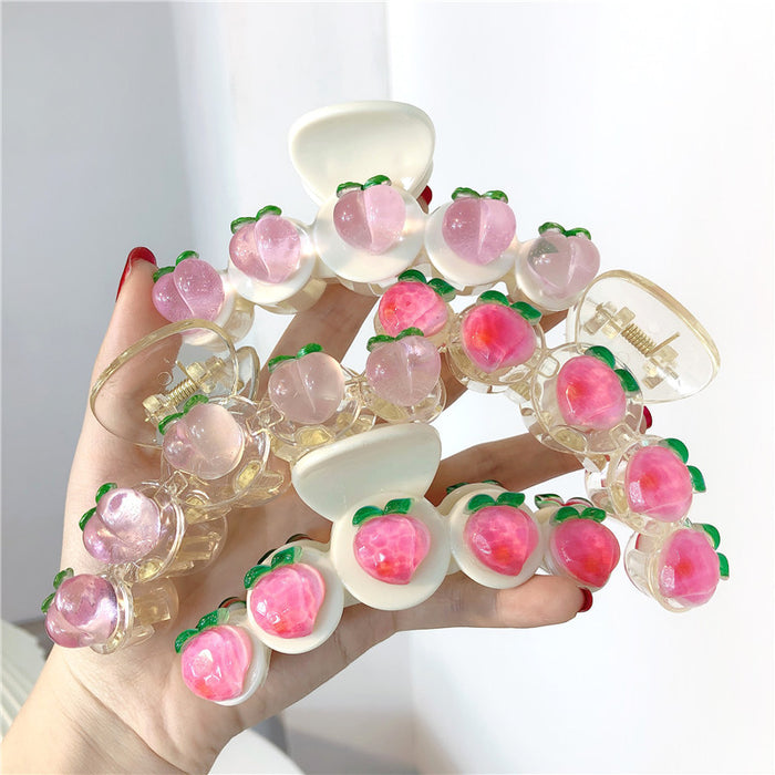 Jewelry WholesaleWholesale Peach Flower Resin Hair Clip JDC-HC-Jiax009 Hair Clips 佳芯 %variant_option1% %variant_option2% %variant_option3%  Factory Price JoyasDeChina Joyas De China