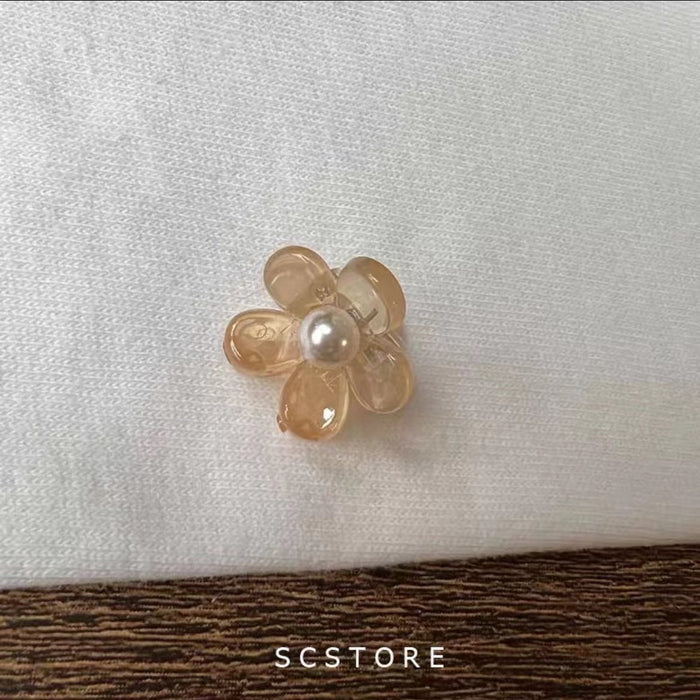 Wholesale Hair Clips Acrylic Girl Jelly Flower Color Diamond Pearl Mini MOQ≥2 JDC-HC-QZ005