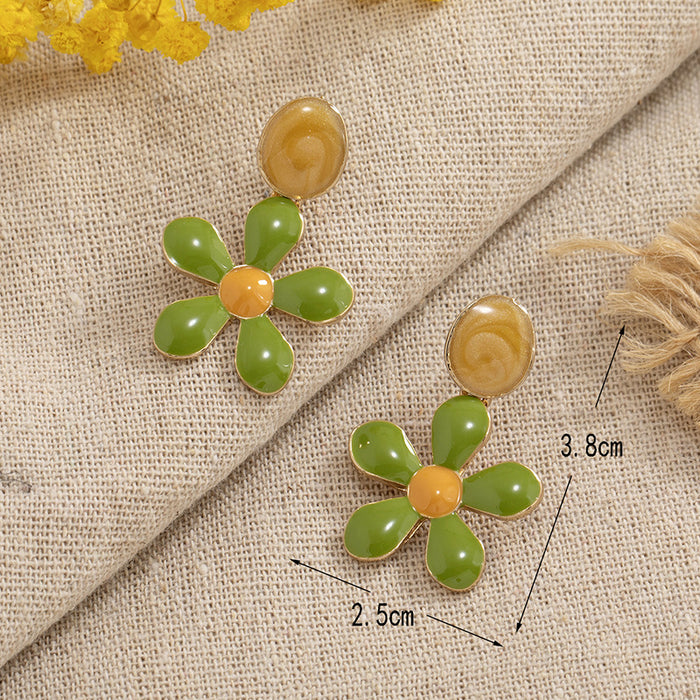 Wholesale earrings dripping oil retro dripping oil flowers MOQ≥2 JDC-ES-KaiQ042