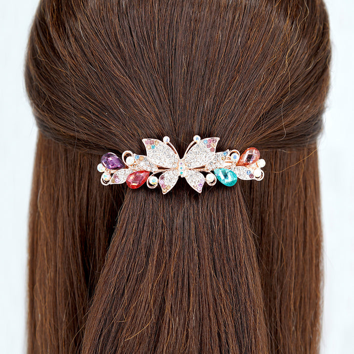 Wholesale Hair Clips Alloy Rhinestone Crystal Butterfly Spring Clip MOQ≥2 JDC-HC-HG011