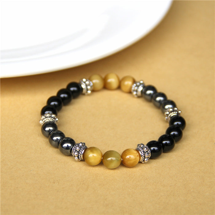 Wholesale Natural Tiger Eye Gemstone Beads Charm Energy Stretch Bracelet JDC-BT-YinY005