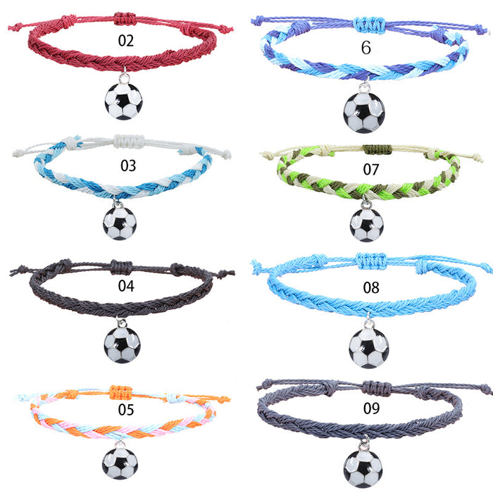 Wholesale Bracelet Alloy Wax Thread Hand Woven Football MOQ≥2 JDC-BT-YIYe037