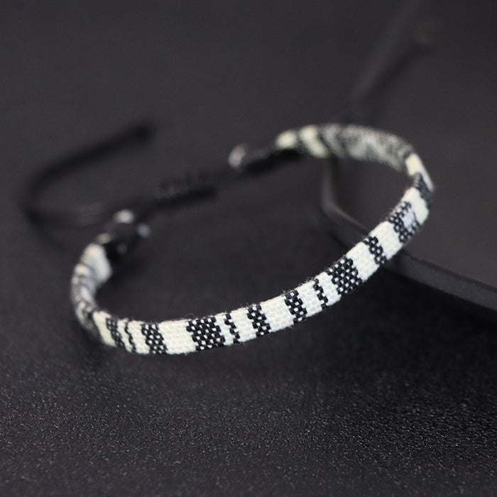 Wholesale Boho Men's Cotton Linen Hand Knit Bracelet JDC-BT-YinY017