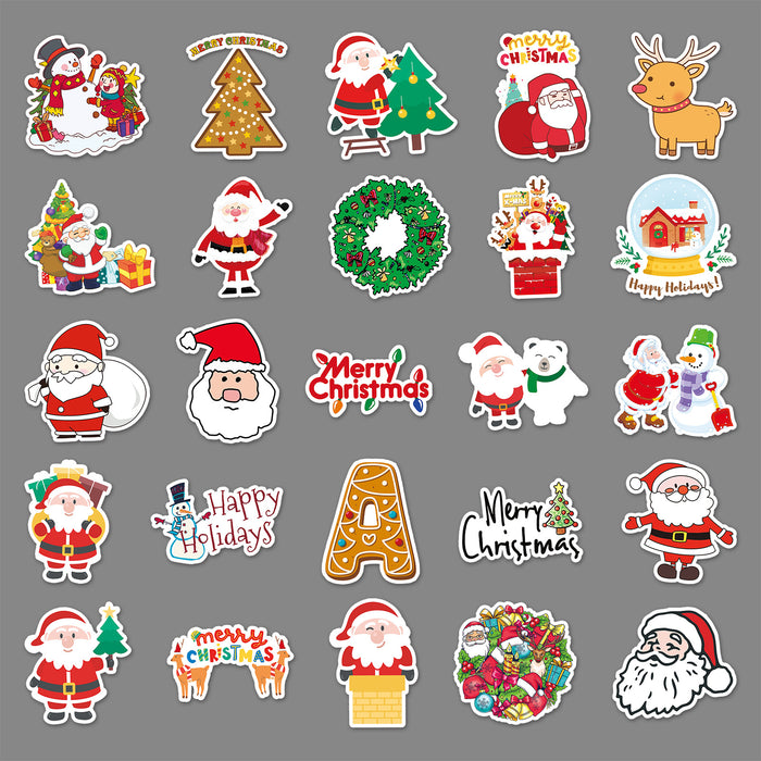 Wholesale Sticker PVC Waterproof Christmas Cartoon 50 Pieces MOQ≥3 JDC-ST-WanM002