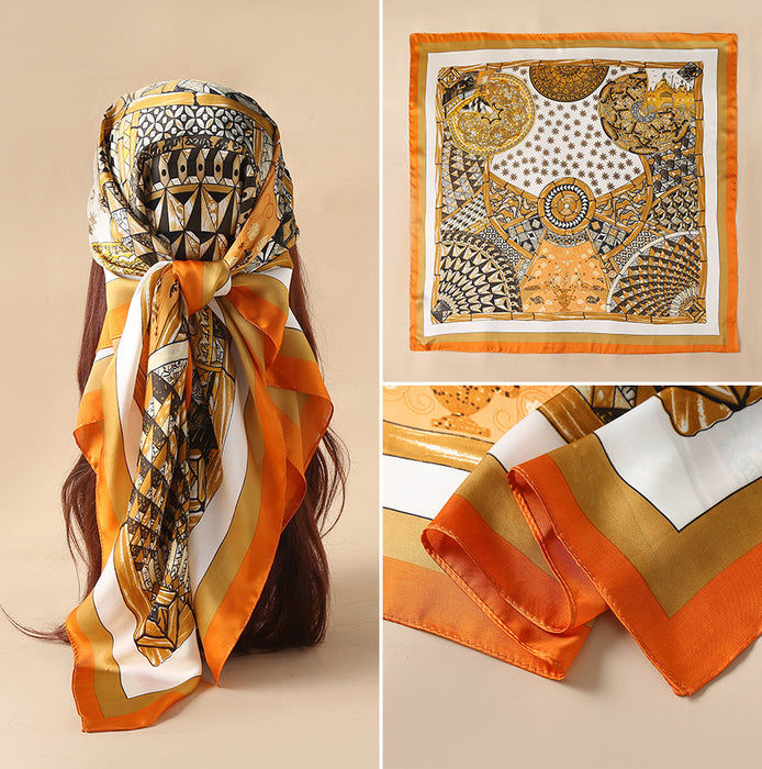 Wholesale Silk Scarf You Soft Yarn Satin Printing Large Square Scarf MOQ≥2 JDC-SS-SiYa004