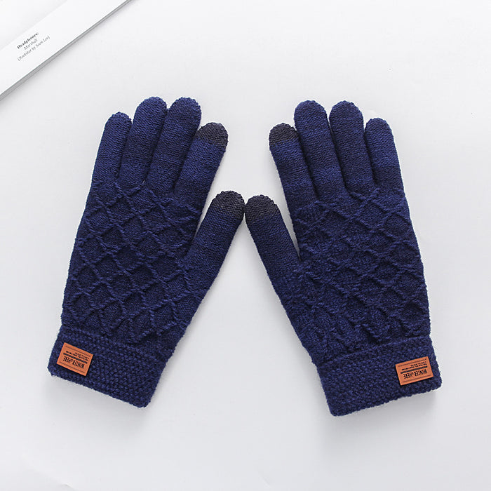 Wholesale Gloves Acrylic Thickened Jacquard Knit Warm Touch Screen JDC-GS-HaiL009