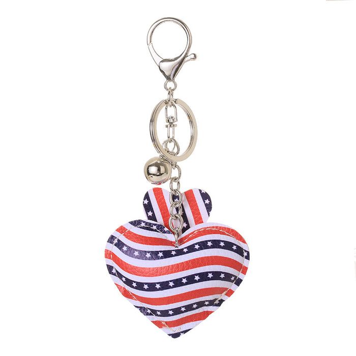 Wholesale 4th of July Independence Day Cute Peach Heart Shape Keychain MOQ≥5 JDC-KC-LK001