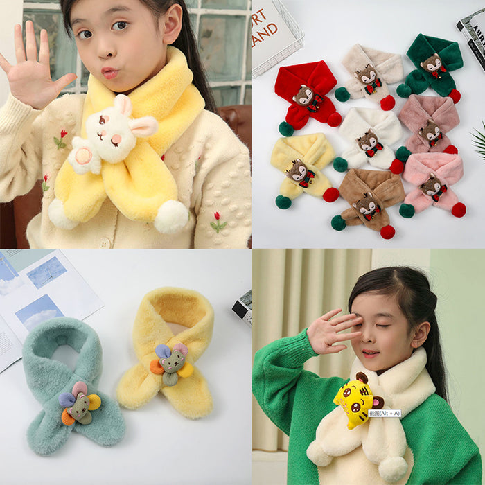 Wholesale Scarf Polyester Imitation Rabbit Hair Cute Cartoon Solid Color Children MOQ≥2 JDC-SF-RuX001