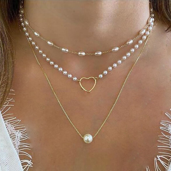 Wholesale pearl pendant necklace multi-layered clavicle chain JDC-NE-F068