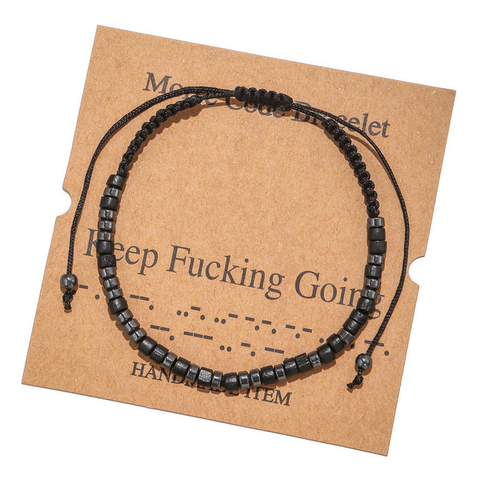 Jewelry WholesaleWholesale Morse Code Black Iron Stone Beaded Braided Bracelet JDC-BT-ZhuJ002 Bracelet 诛积 %variant_option1% %variant_option2% %variant_option3%  Factory Price JoyasDeChina Joyas De China