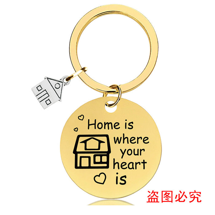 Jewelry WholesaleWholesale houses housewarming new home house lettered metal keychains JDC-KC-GangGu029 Keychains 钢古 %variant_option1% %variant_option2% %variant_option3%  Factory Price JoyasDeChina Joyas De China