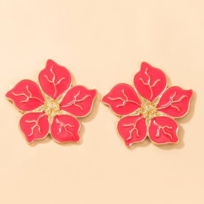 Wholesale earrings alloy dripping oil flowers MQO≥2 JDC-ES-lingg016