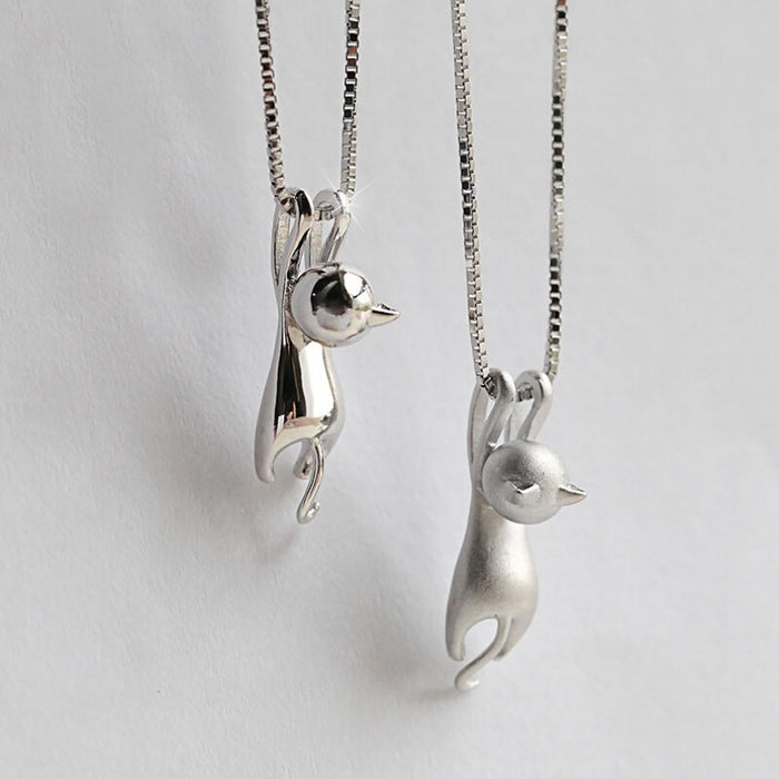 Wholesale Necklace Frosted Surface Solid Stereo Cute Cat Pendant MOQ≥2 JDC-NE-RuiP001