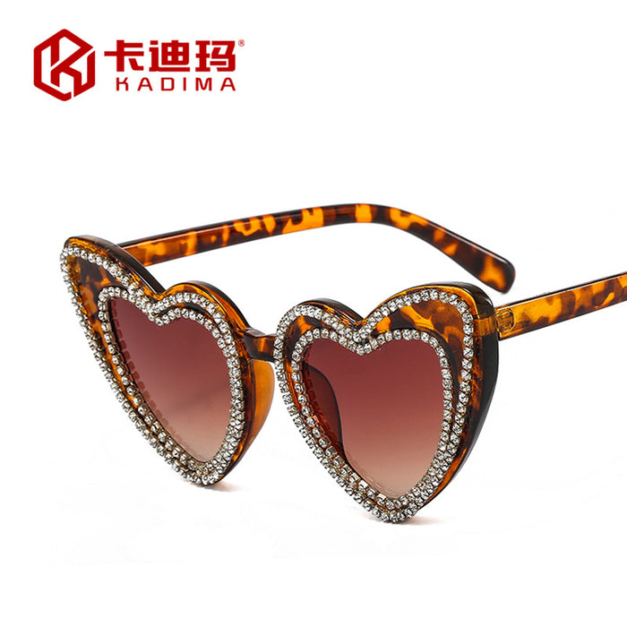 Wholesale love diamond sunglasses peach heart cute JDC-SG-XIa028