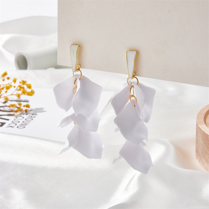 Wholesale 925 Silver Needle Candy Color Petal Acrylic Earrings MOQ≥2 JDC-ES-Jufa003