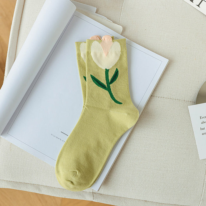 Wholesale summer three-dimensional flower mid-tube socks JDC-SK-XiuJi002