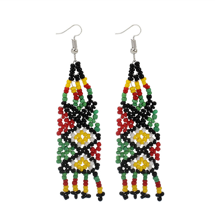 Wholesale Handmade Rice Beads Tassel Earrings MOQ≥2 JDC-ES-Yir005