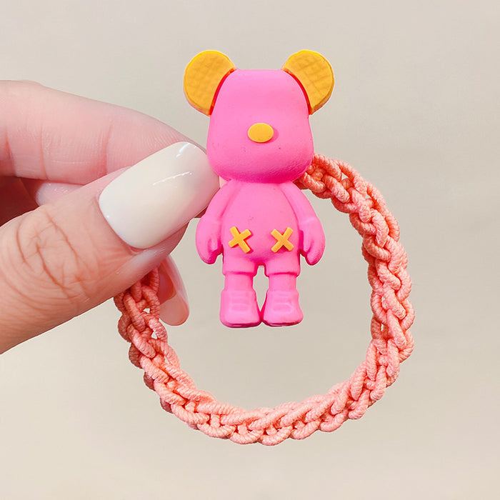 Wholesale spring color violent bear head rope cute cartoon girl hair ring JDC-HS-I411