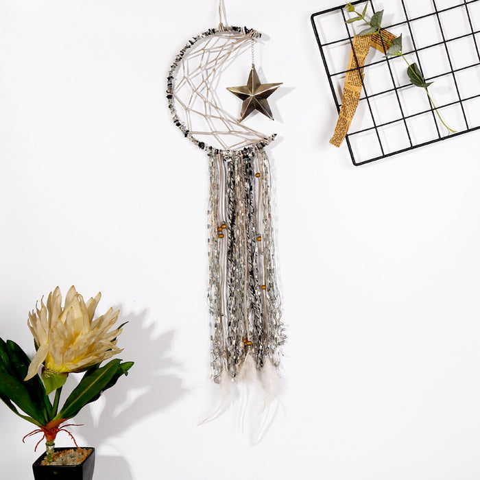 Wholesale Moon Star Woven Feather Dreamcatcher MOQ≥2 JDC-DC-DYue003