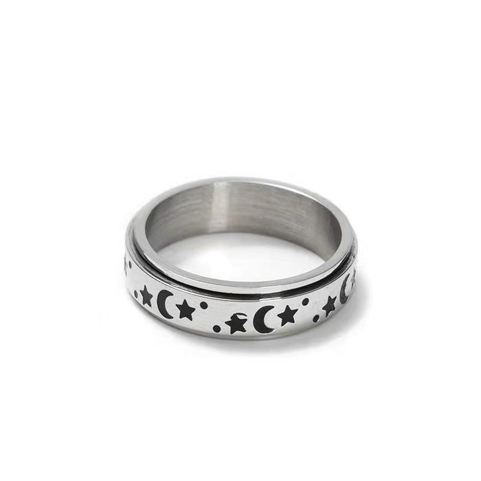 Wholesale Star Moon Stainless Steel Rotating Couple Rings MOQ≥2 JDC-RS-ChenX002