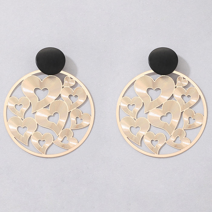 Wholesale Earrings Alloy Exaggerated Circle Hollow Carved Gold MQO≥2 JDC-ES-lingg017