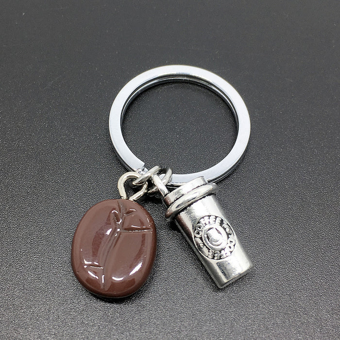 Wholesale Metal Coffee Cup Resin Coffee Bean Keychain MOQ≥2 JDC-KC-GSCT005