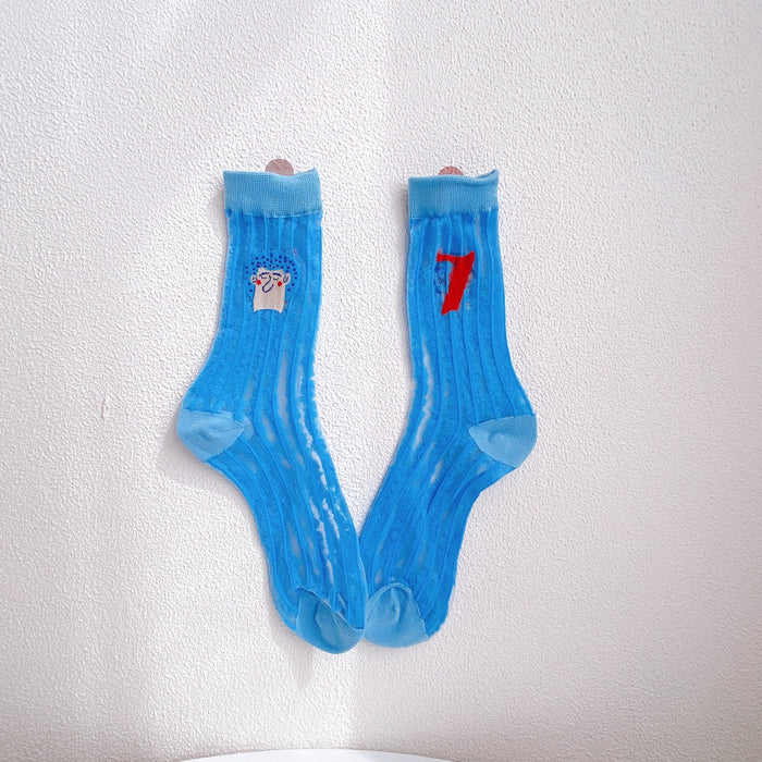 Wholesale AB surface glass silk socks thin cartoon breathable JDC-SK-XQQ002