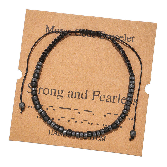 Jewelry WholesaleWholesale Morse Code Black Iron Stone Beaded Braided Bracelet JDC-BT-ZhuJ002 Bracelet 诛积 %variant_option1% %variant_option2% %variant_option3%  Factory Price JoyasDeChina Joyas De China