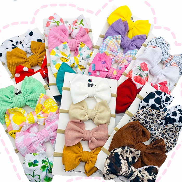 Wholesale solid color printed bow kids hair band set of four JDC-HD-KAXi002